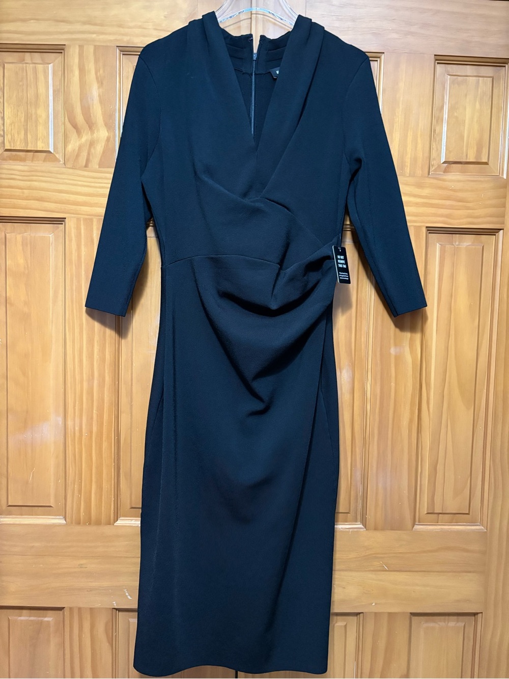 Express Black Heavy Ponte Knit Draped Midi Dress Size Medium NWT